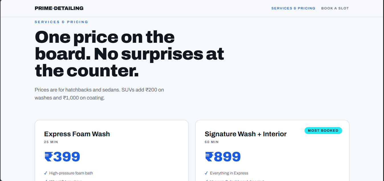 🚗 Car Wash & Detailing interface view 2