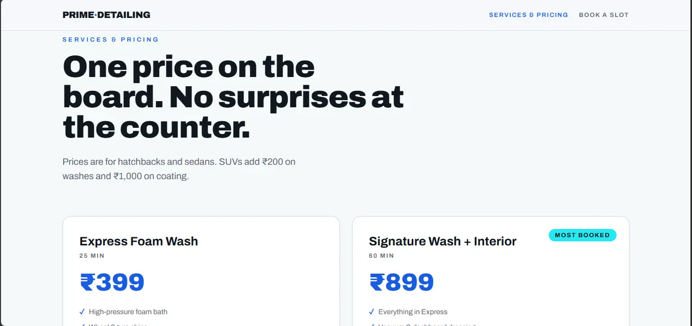 🚗 Car Wash & Detailing interface view 2