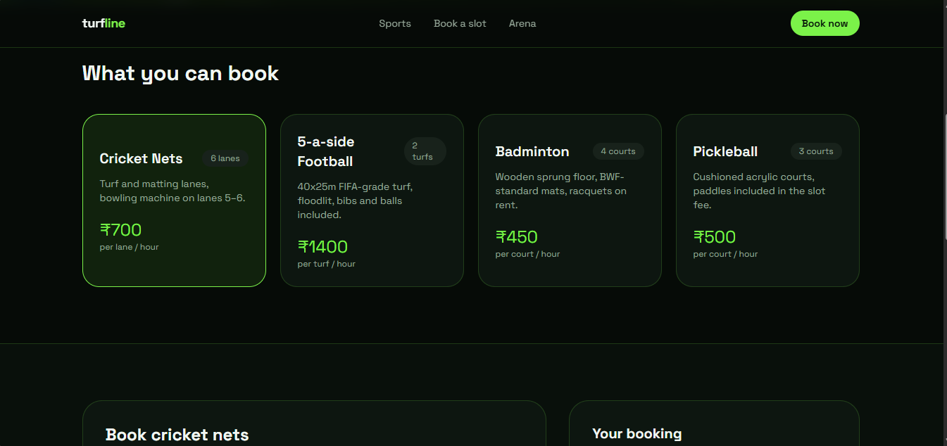 ⚽ Sports Turf & Courts Booking interface view 2