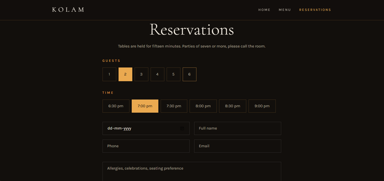 🍽️ Fine Dining Restaurant interface view 3